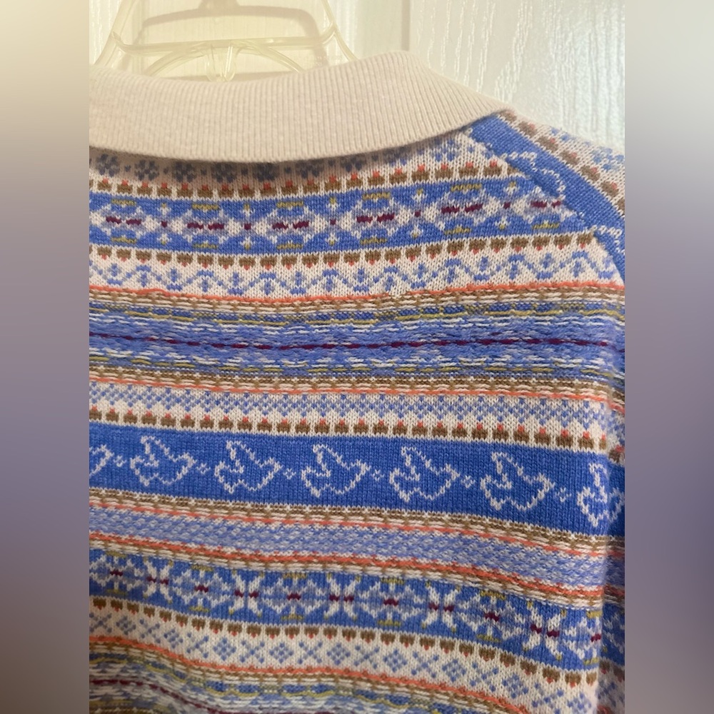 Women’s J.Crew Fair Isle Lambswool Blend Print Beige Collared Preppy Sweater‎ L. - Picture 7 of 8